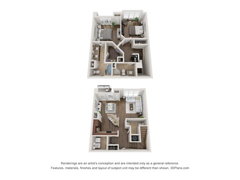 Floor plan for 2 beds, 2.5 baths, 1448 sqft